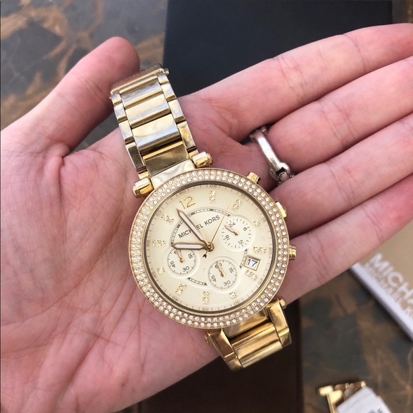 Michael Kors Gold and Rhinestone Watch